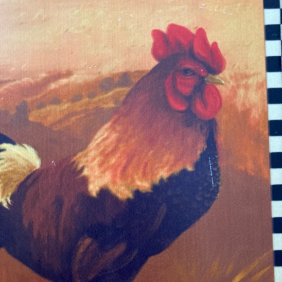 Rooster Wall Decor - Wood Plaque 11”x11” square - Rustic Country Kitchen Decor - Picture 3 of 9